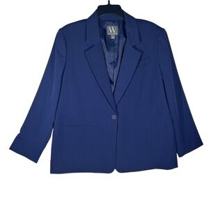 Worthington Women's Blazer Jacket‎ Petite Large PL Navy Blue Wrinkle Free  NEW